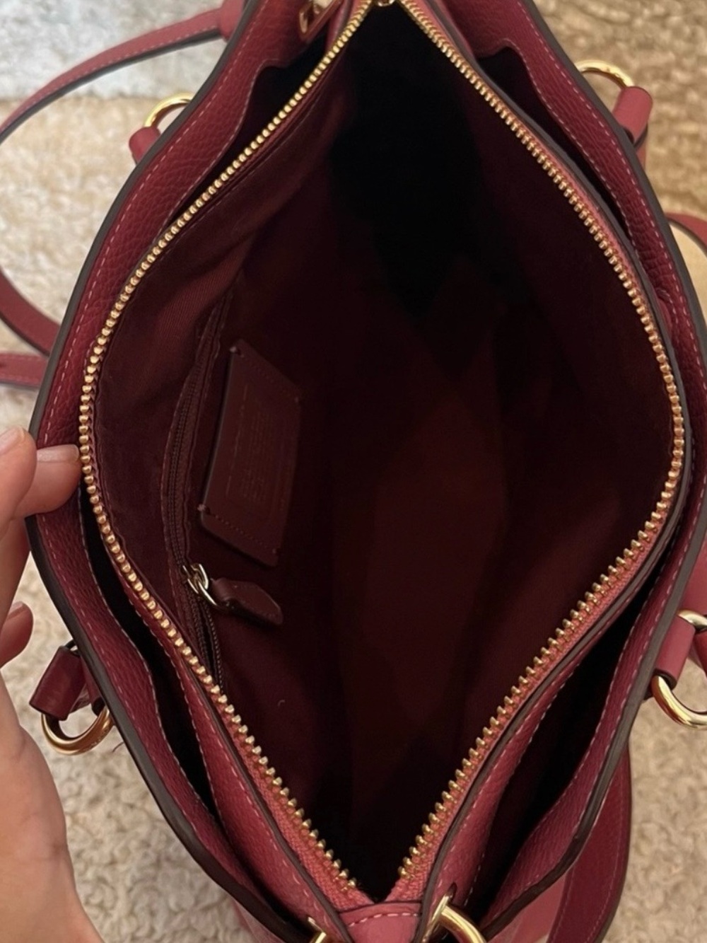 Coach Remy Pink Raspberry Colored Pebbled Leather Satchel Crossbody - Picture 13 of 13